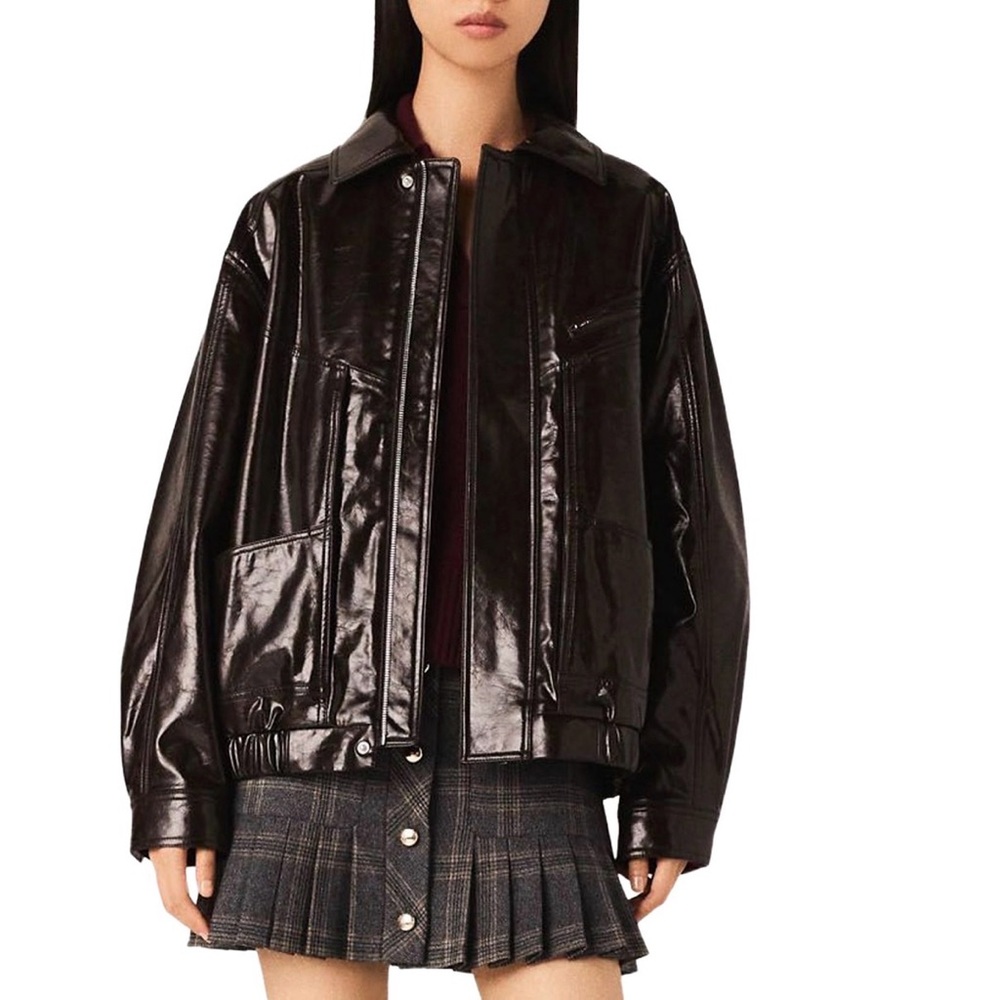 Maje Cracked Faux Leather Jacket
